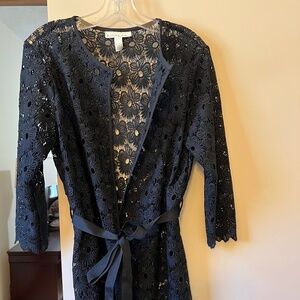 EMALINE BLACK FLORAL LACEY CARDIGAN